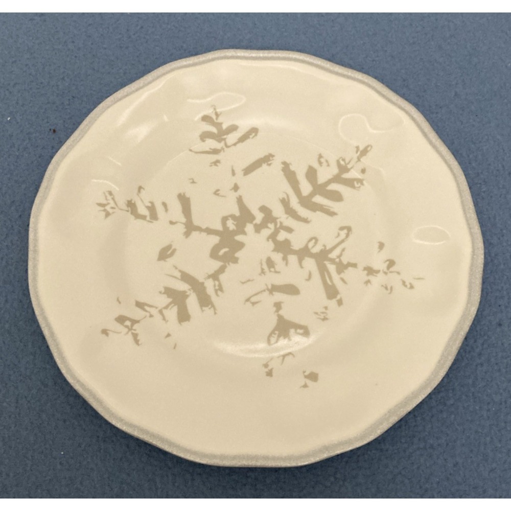 Threshold by Target‎ Scalloped Ivory Salad Plate with Silver Snowflake -8 1/2"